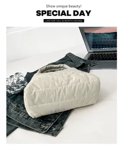 Quilted nylon shoulder bag casual solid color underarm bag stylish everyday accessory.