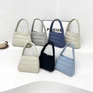 Minimalist Nylon Shoulder Bag Casual Solid Color Quilted Underarm Bag Small Daily Versatile Hobo Purse For Women