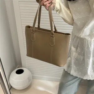 Sac cabas souple minimaliste de grande capacité en cuir style coréen sac épaule décontracté