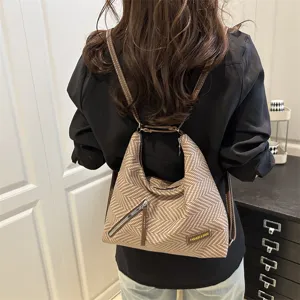 Women Woven Hobo Crossbody Bag Chevron Pattern Stylish Casual Shoulder Bag Daily Commuting Handbag