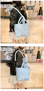 Niche design padded quilted tote bag, soft cloud shoulder bag with large capacity.