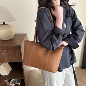 Femme Grand Capacité Souple Cuir Tote Sac Casual Automne Élégant Épaule Sac Neuf