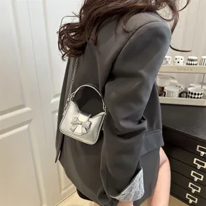 Kids Girls Cute Bowknot Mini Crossbody Bag Fashion PU Leather Chain Shoulder Bag Sweet Handbag For Toddler Children