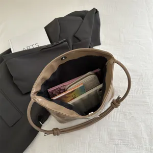 2025 New Autumn Solid Color Minimalist Large Capacity Glossy Shoulder Underarm Bucket Bag