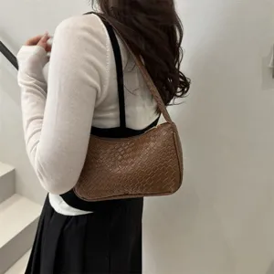Women's brown woven leather shoulder bag chic hobo handbag casual fashion daily underarm purse