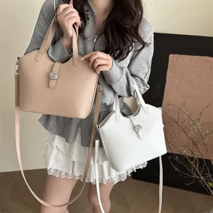 Damen PU Leder Eimer Tasche Retro Urban Minimalistisch Handtasche Lässige Vielseitige Umhängetasche Mode Unterarm Tasche