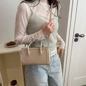 Minimalist casual structured top-handle handbag crossbody bag for women daily retro style