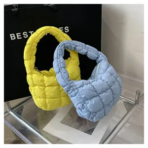 Korean quilted cloud underarm bag down design stylish mini handbag for women daily chic
