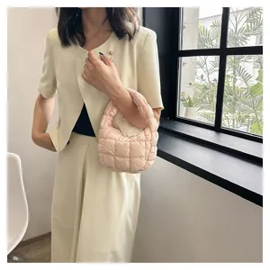 Pink quilted cloud bag mini handbag stylish puffer underarm bag for women trend chic