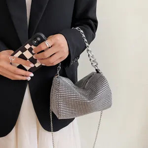 Women's Fashion Rhinestone Evening Bag Luxury Crystal Crossbody Handbag Chain Shoulder Bag For Party Wedding