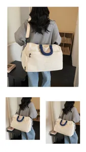 Large capacity travel duffel bag for women, lightweight overnight weekender bag with shoulder strap.