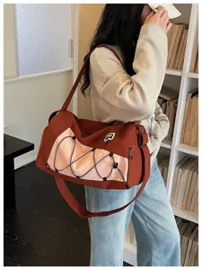 Large capacity travel gym duffel bag with dry wet separation, stylish canvas sports bag.