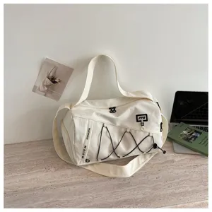 Large capacity canvas travel duffel bag with wet dry separation for women swimming gym sports