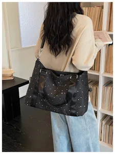 Large capacity travel bag commuter shoulder tote waterproof lightweight star pattern detailed view