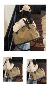 Large capacity travel duffel bag waterproof fitness gym shoulder bag with multiple pockets.