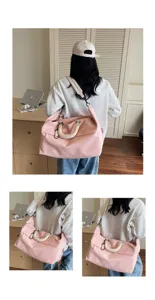 Large capacity pink travel duffel bag lightweight shoulder handbag for women fitness sports gym.