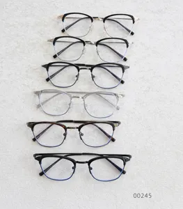 Metal retro vintage optical glasses frame for men and women, stylish half-frame eyewear.