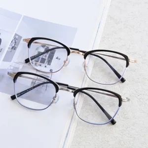 Vintage metal optical glasses frame for men and women retro half-frame prescription eyewear chic
