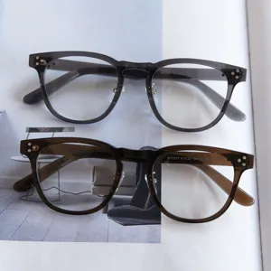 Retro TR90 optical eyeglass frames detail view, stylish square frame for men and women.