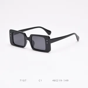 Detailed view of stylish black square polarized sunglasses with retro design and durable TR frame.