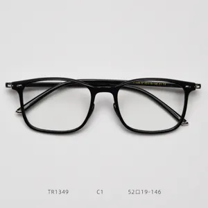 Detail view of the stylish TR90 black optical glasses frame, showcasing precise specs.