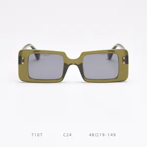Detailed view of the retro green square TR sunglasses, showcasing the frame and lens craftsmanship.