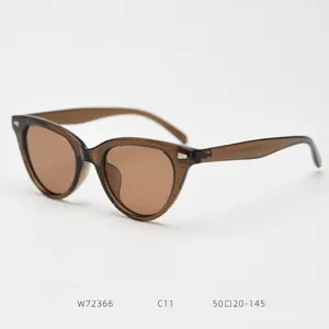 Detailed view of brown cat-eye TR90 polarized sunglasses, vintage eyewear fashion style.