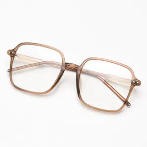Gafas de ver grandes cuadradas marrones transparentes para mujeres y hombres, estilo elegante.