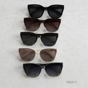 Stylish TR90 large frame sunglasses for women, trendy fashion uv protection sunshades.