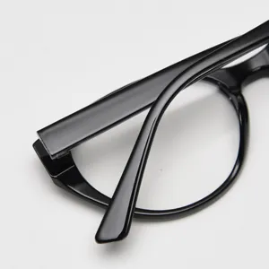 Black optical glasses frame detail close up, vintage retro stylish clear lens eyewear 856