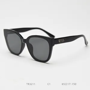 Stylish black large frame sunglasses with TR90 frame and nylon lenses for women daily wear.