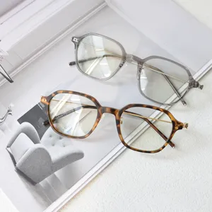 Korean style TR90 light optical glasses frame trendy clear grey and tortoise shell design.