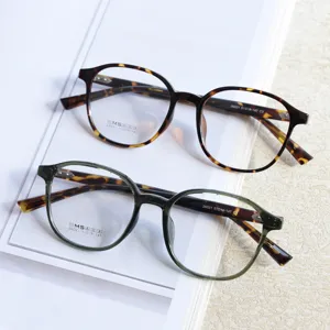 Detail view of 26021 TR90 optical eyeglass frames showing frame texture, hinges, and size specs.