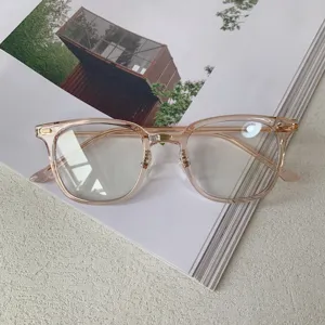 Transparent nude pink optical glasses frame, lightweight trendy daily eyewear for women and men.