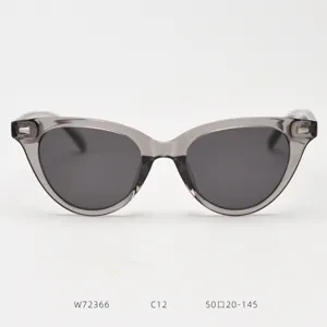 Grey cat eye polarized sunglasses detail view, trendy retro eyewear with durable TR90 frame.