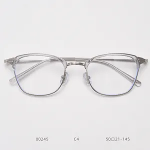 Metal optical glasses frame detailed view, vintage design with adjustable nose pads for daily wear.