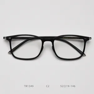 TR90 retro optical glasses frame temple and size specification detail shot showing classic black.