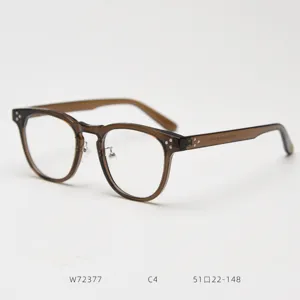 Vintage TR90 optical glasses frame for men and women, stylish retro brown clear eye glasses.
