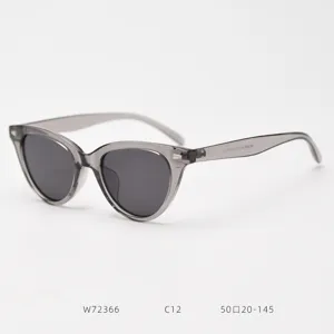 Detailed view of grey TR90 cat-eye polarized sunglasses, showing frame texture and temple specs.