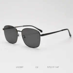 Vintage metal square sunglasses for men and women, stylish UV400 sun protection eyewear.