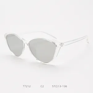 Vintage clear frame cat eye sunglasses for women oversized polarized trendy sun glasses