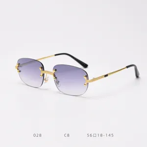 Vintage rimless gradient sunglasses for women and men, stylish metal gradient fashion eyewear.