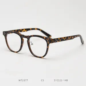 Retro tortoiseshell optical glasses frame, classic lightweight TR90 clear eyewear.