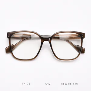 Fashionable oversized square optical glasses frames for women, stylish clear flat lens eyewear.