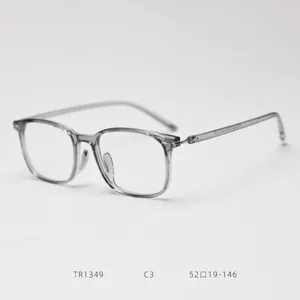 Classic transparent grey TR90 optical glasses frame, vintage square style for daily wear.