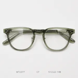 Retro TR90 optical glasses frame for men and women, vintage green prescription eyewear.