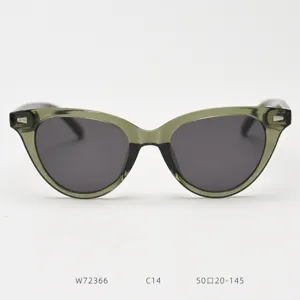 Vintage cat-eye polarized sunglasses for women and men, stylish olive green frames.