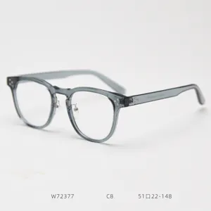 Retro transparent grey TR90 optical glasses frame for daily wear stylish vintage clear lens.