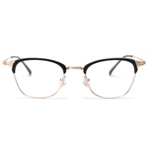 Retro Metal Optical Eyeglass Frame Vintage Half Frame Clear Lens Glasses For Men And Women Stylish Fashion Eyewear