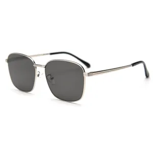 Vintage metal square frame sunglasses for men and women, fashion sun protection eyewear.